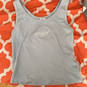 super cute baby blue angel tank top
